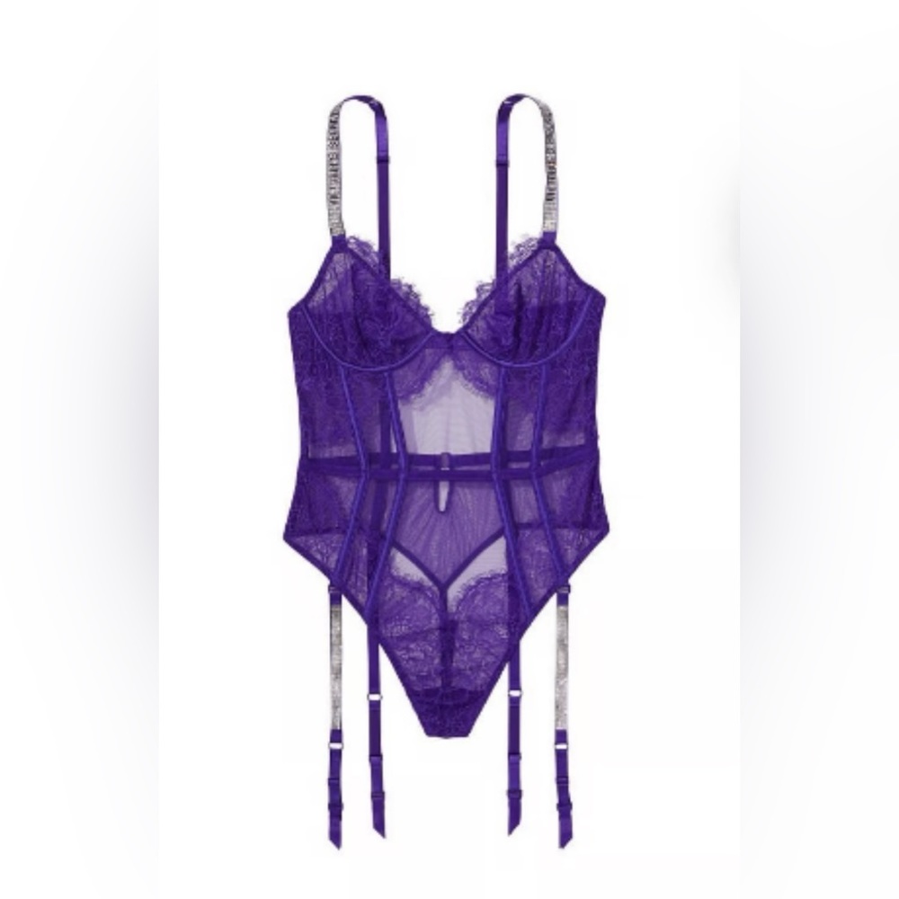 Victoria’s Secret purple lace shine strap teddy